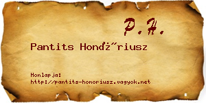 Pantits Honóriusz névjegykártya